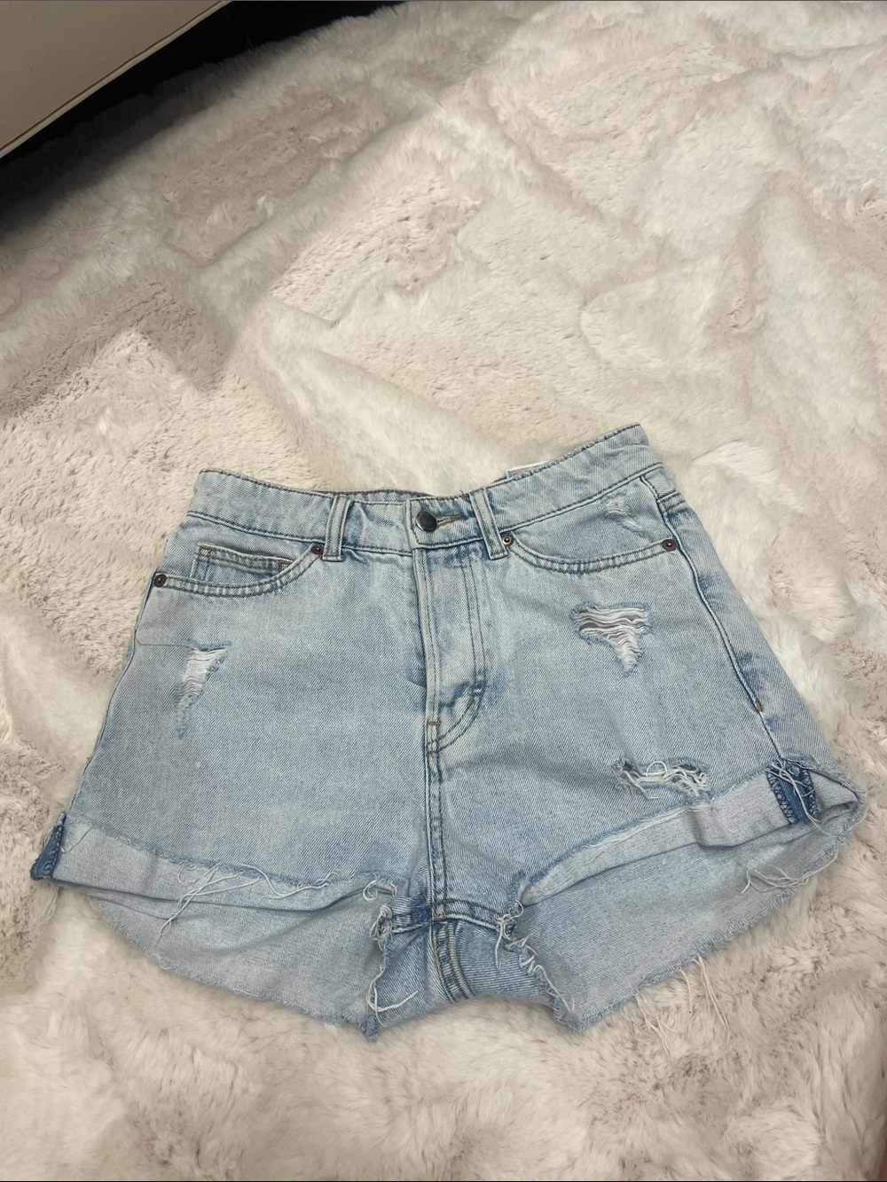 H&M Light Blue Distressed Denim Shorts